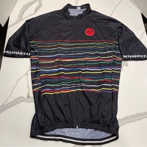 Weimostar Mens Black/colorful Short Sleeve Full Zip Cycling Jersey Size L
